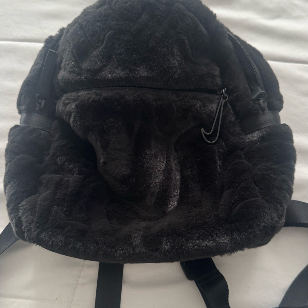 Black Nike Faux Fur Backpack